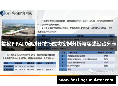 揭秘FIFA联赛刷分技巧成功案例分析与实践经验分享